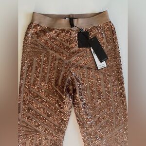 BCBGMaxAzria Sparkling Sequin Leggings - Champagne